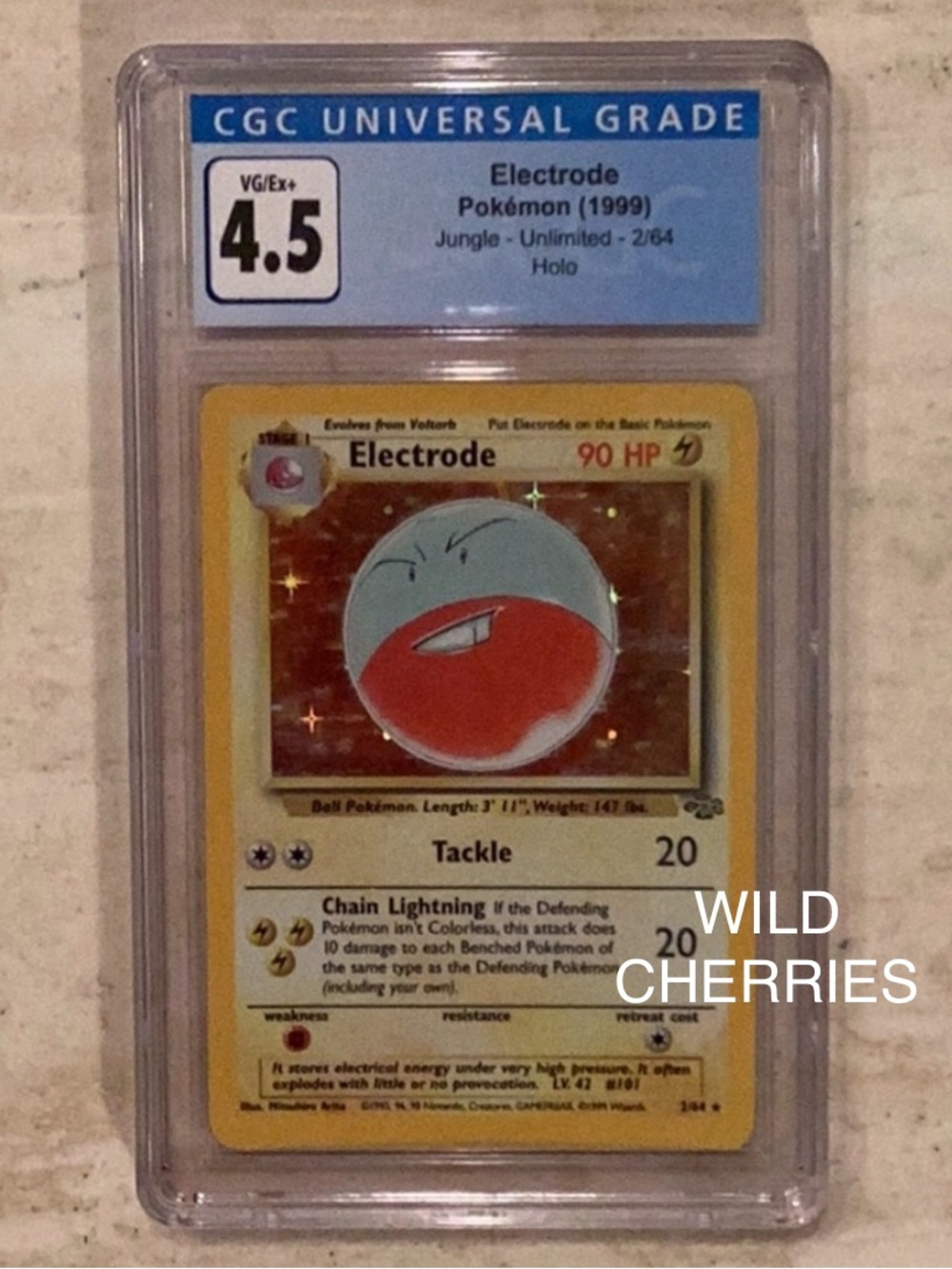 Pokemon Electrode 1999 Holo 2/64 Jungle CGC 4.5 TCG #2
